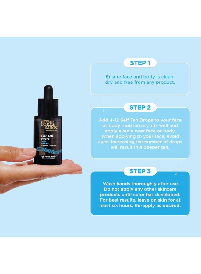 BONDI SANDS Self Tanning Face Drops Dark 30ml – Customizable Facial Tan - Image 5